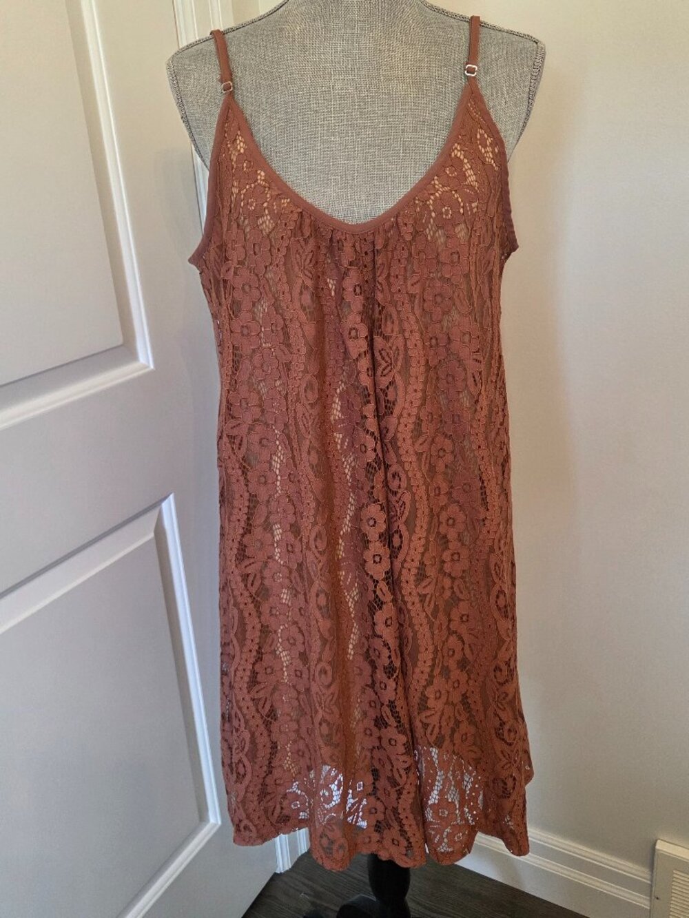 Lovestitch lace camisole style dress rusty brown colour spagetti strap size m/l